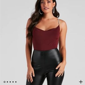 Rhinestone Back Bodysuit- NEW